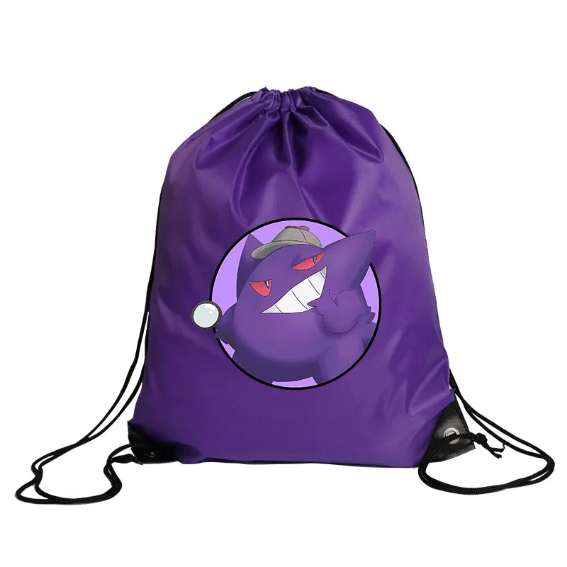 Pokémon Drawstring Tote Bag — Pikachu Character Print, Large Capacity Waterproof Backpack for Kids’ Shopping & Gift