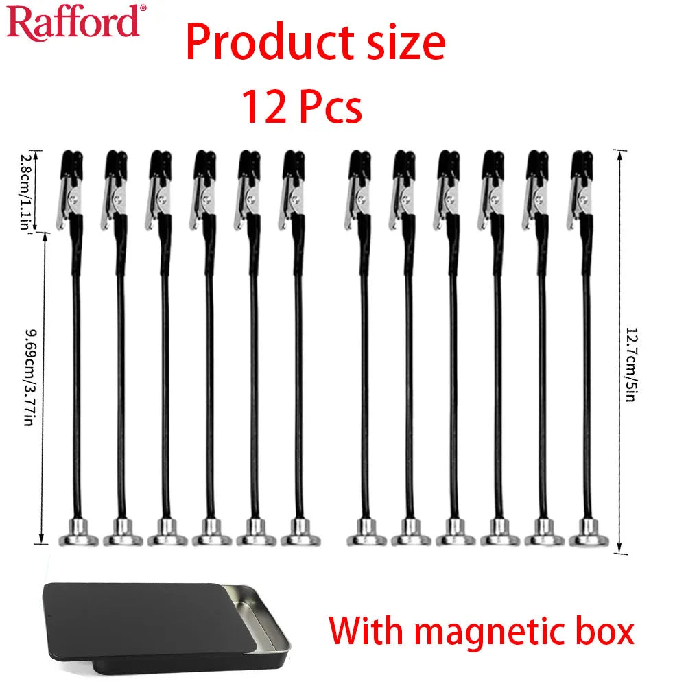 Rafford 12Pcs Model Painting Clip Set - Bendable Alligator Clips with Rubber Tips and Magnetic Base for Hobby Airbrush