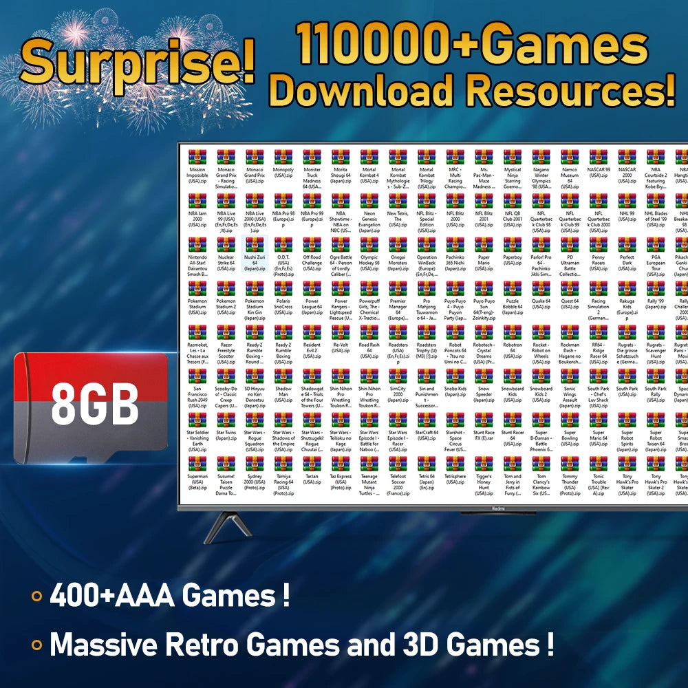 Retrobat Game Card — 3,170 Games for ROG Ally, LEGION GO, AYANEO, OneXPlayer, Steam Deck & Windows PC, Includes N64 Titles