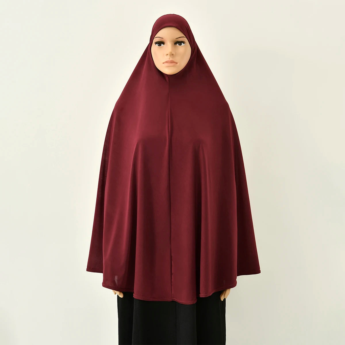 Women’s Full Cover Muslim Abaya – Solid Color Cotton Hemp Inner Hijab & Long Shawl Ramadan Prayer Dress