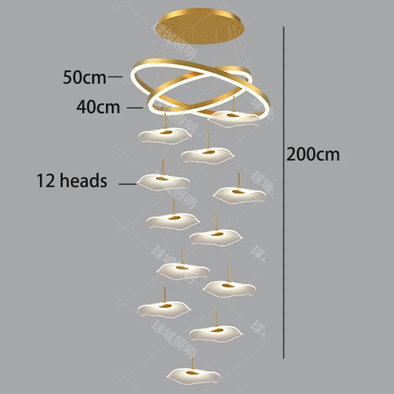 Nordic Stair Chandelier Pendant Light – Modern Ceiling Lighting for Living Room, Bedroom & Dining Room Home Interior Decoration Fixture