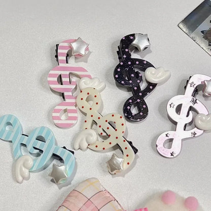Kawaii Y2K Hair Clips Set – Musical Note, Resin Wings & Star Hair Accessories for Girls