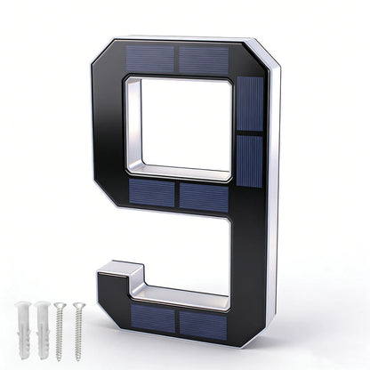 12CM Solar House Number Light - LED Outdoor Address Sign with Light Sensor for Home & Doorway