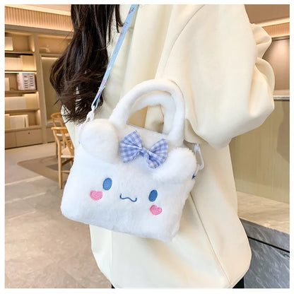 Sanrio Kawaii Plush Handbag – Kuromi, Cinnamoroll, My Melody Cartoon Anime Cosmetic & Travel Storage Bag for Women & Girls – Perfect Gift