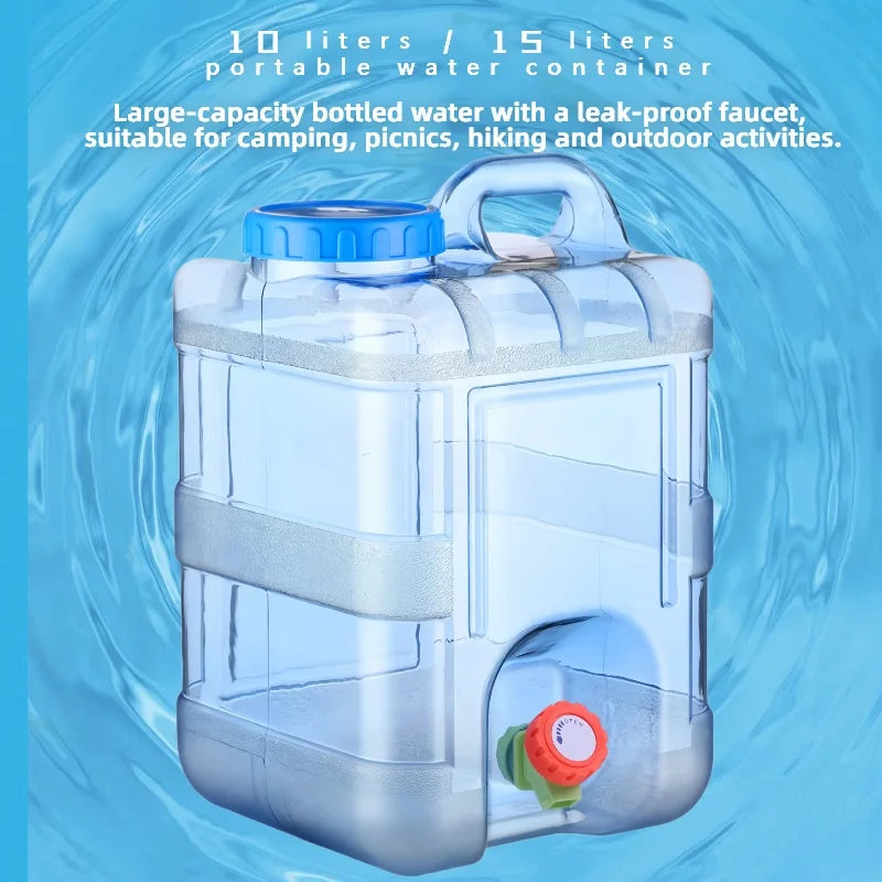 10/15L Food-Grade Water Storage Tank — Durable Car & Camping Container with Faucet and Cover
