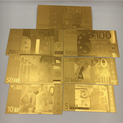 Colored European Banknote Currency Set – 5 to 1000 Million Euro Gold Notes for Business Gifts & Collection