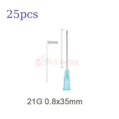 25pcs Disposable Sharp Needles – 18G to 34G Sterile Stainless Steel Tattoo & Hyaluronic Acid Needles
