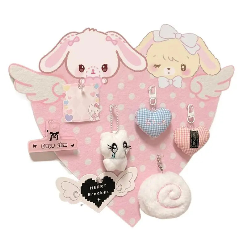 Cute Cartoon Bunny Felt Cork Board - Punch-Free Wall Photo & Message Board Room Decor