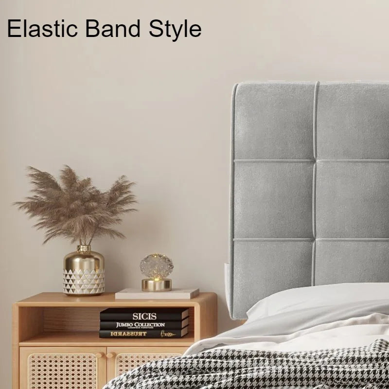 Soft Velvet Bed Head Cushion - Comfortable Backrest with Storage Pocket for Bedroom & Home Relaxation
