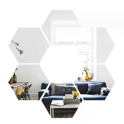 6/12pcs 3D Hexagon Rose Gold Mirror Wall Stickers – DIY Living Room, Bedroom, Bathroom Wall Decor