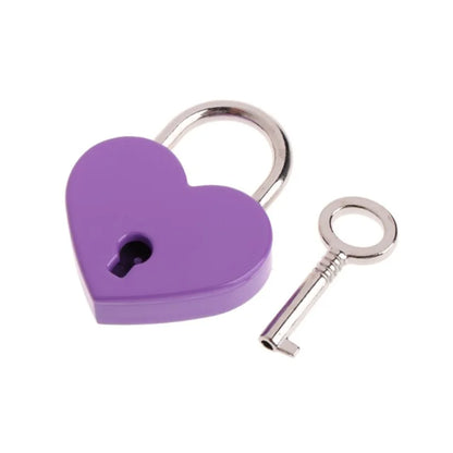 30x39mm Antique Heart-Shaped Padlock – Vintage Pink Romantic Key Lock for Diaries, Weddings, and Jewelry