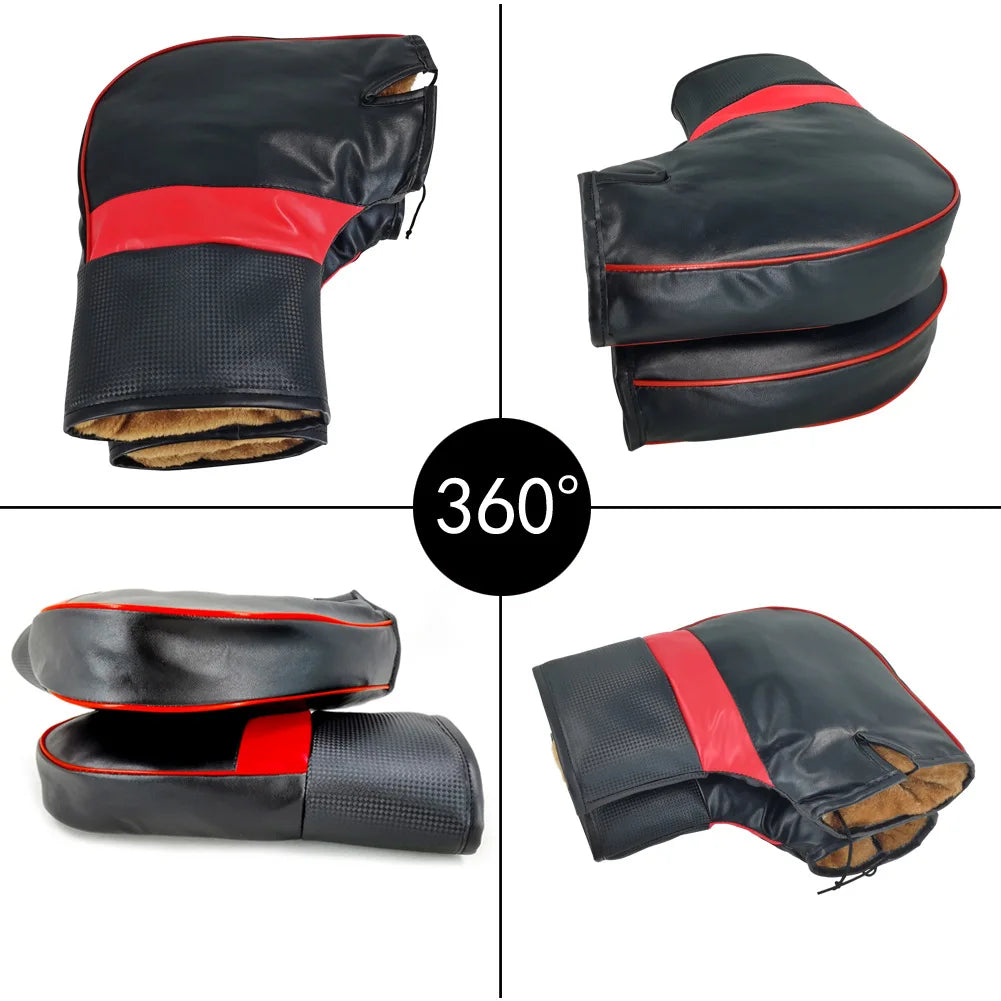 Winter Motorcycle Handlebar Cover: Windproof Warmth with Reflective Strip - Battery Bike Windshield Gloves