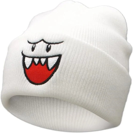 Cozy Happy Face Embroidered Knit Hat – Cute Warm Winter Beanie for Men, Perfect Christmas Gift