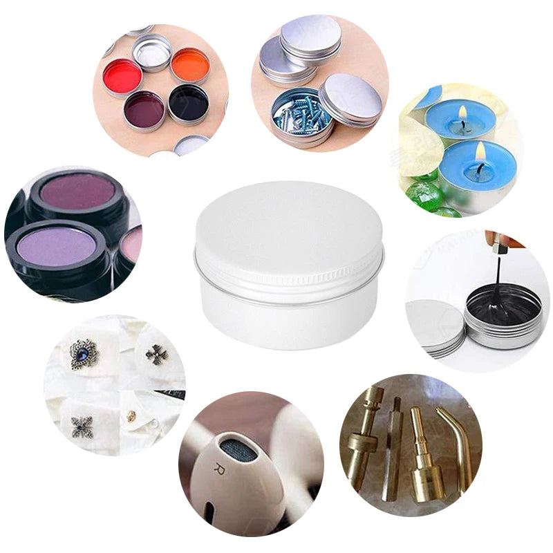 50PCS Aluminum Tin Jars – 5g to 100g Metal Containers for Cosmetic Creams, Lip Balm & Face Care