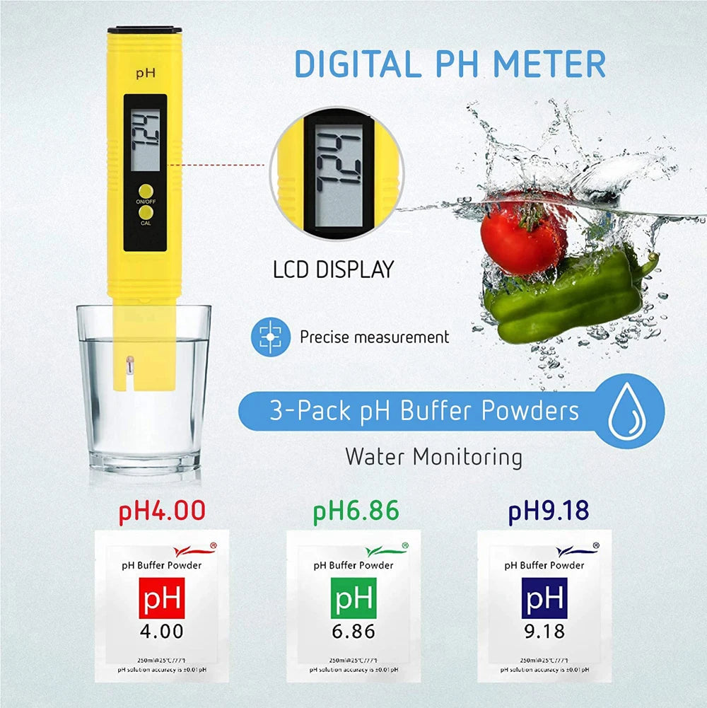 TDS Meter Digital Water Tester - High Accuracy 0-14 PH, 0-9990ppm TDS & EC Meter with LCD for Aquariums & Filters