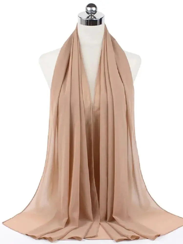 Women’s Solid Chiffon Instant Hijab – Ready-to-Wear Islamic Scarf, Muslim Shawl & Arab Head Wrap