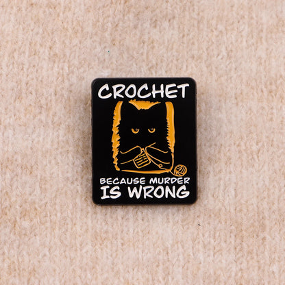 Cute Black Cat Enamel Pin - Crochet Style Brooch Badge for Backpack Hat Collar Lapel Cosplay Accessories Gift