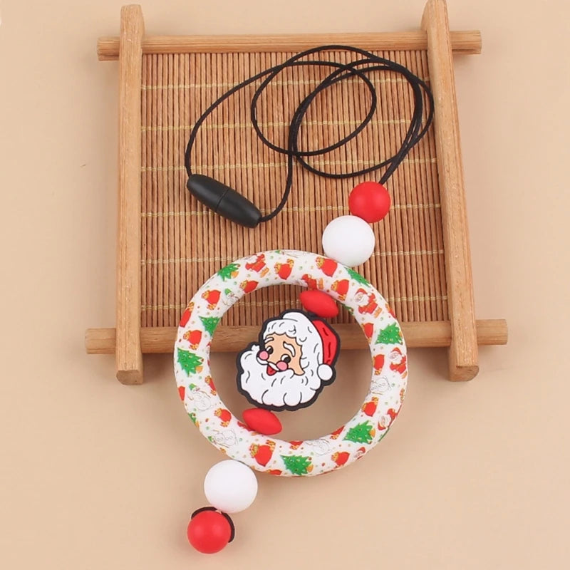 BPA-Free Silicone Baby Teether – Cartoon Sensory Chew Pendant Necklace for Newborns, Autism & ADHD Teething Care