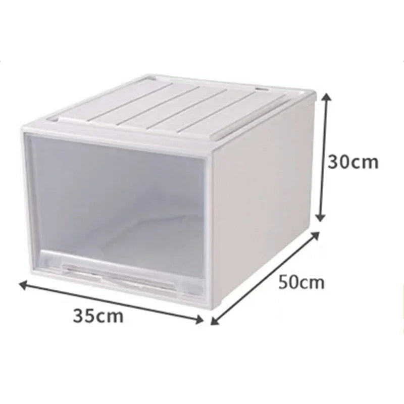 Wardrobe Storage Box – High-Capacity Transparent Stackable Drawer Container for Household Organization