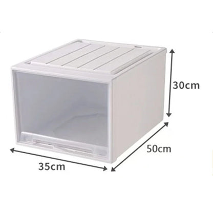 Wardrobe Storage Box – High-Capacity Transparent Stackable Drawer Container for Household Organization