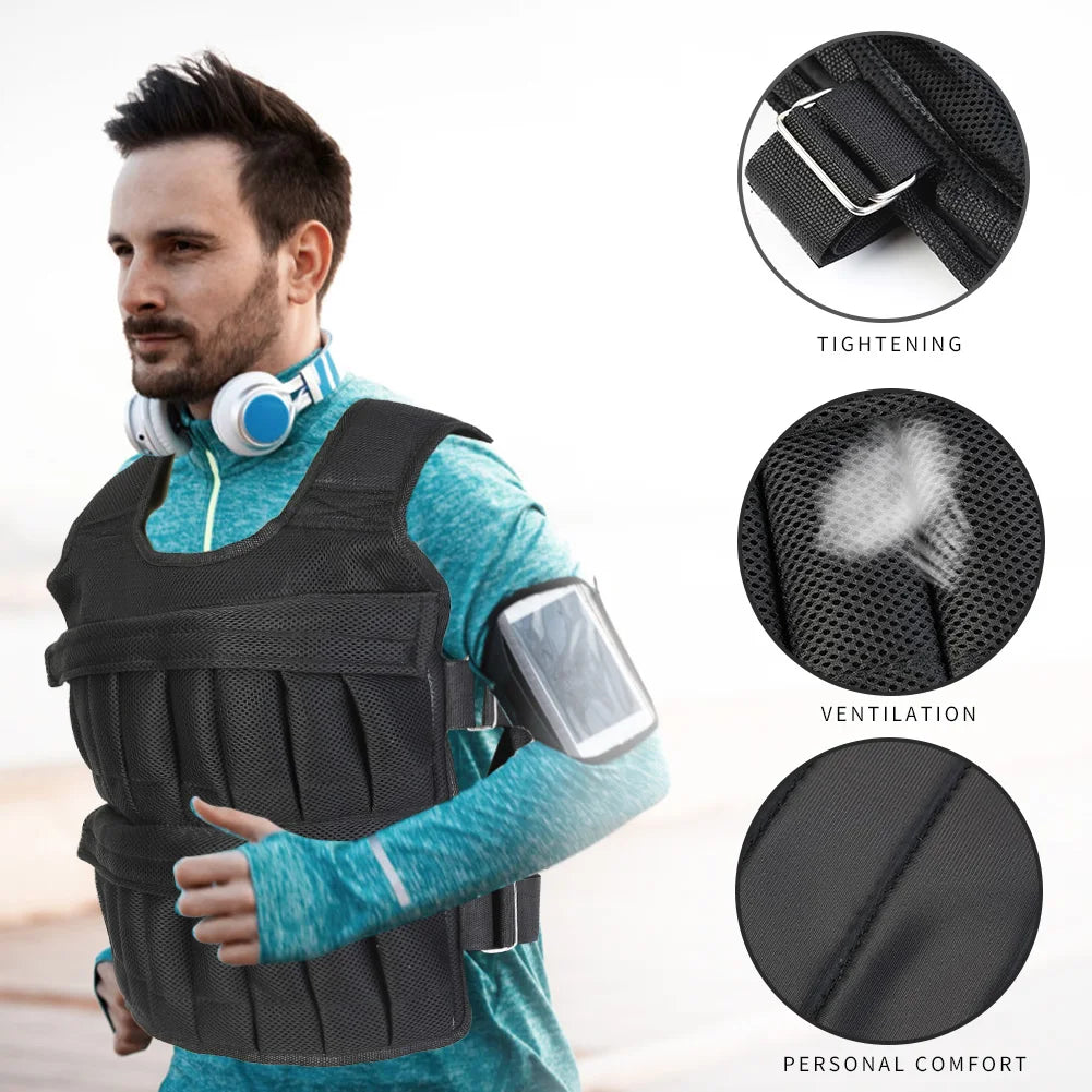 Adjustable Weight Training Vest — 3/15/35kg Fitness Running Jacket for Workout & Jogging