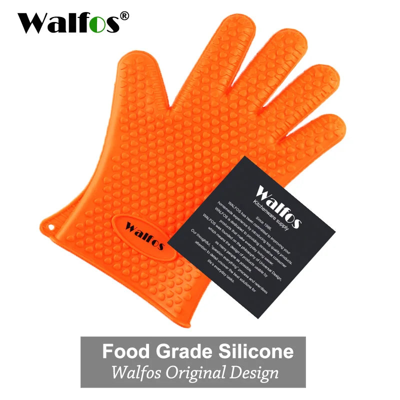 Walfos Silicone Oven Gloves — Heat-Resistant Thick BBQ & Cooking Mitts | Kitchen Gadgets & Accessories