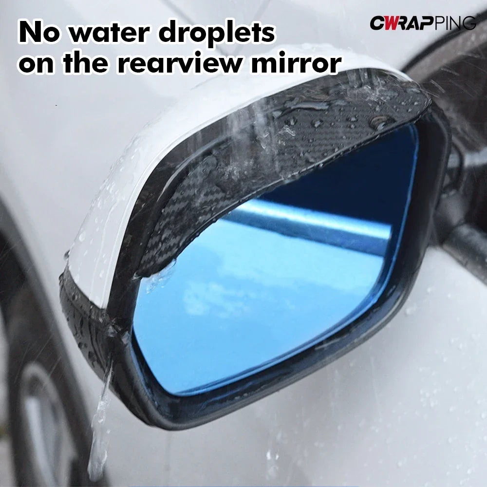 2/4PCS Carbon Fiber Rearview Mirror Rain Shield - Flexible Side Mirror Rain Cover & Protector for Cars