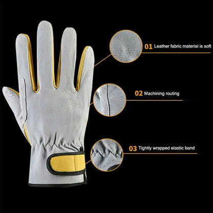 Heat Resistant Flame Retardant Leather Welding Gloves – Anti-Cut Work Gloves for Welding, Fireplace, Oven & Industrial Use