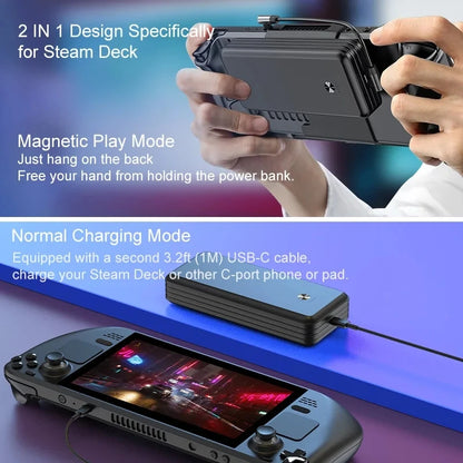 Antank Magnetic Power Bank for Steam Deck — 16,000mAh 45W PD Fast Charging Detachable Battery with Dual USB Cables