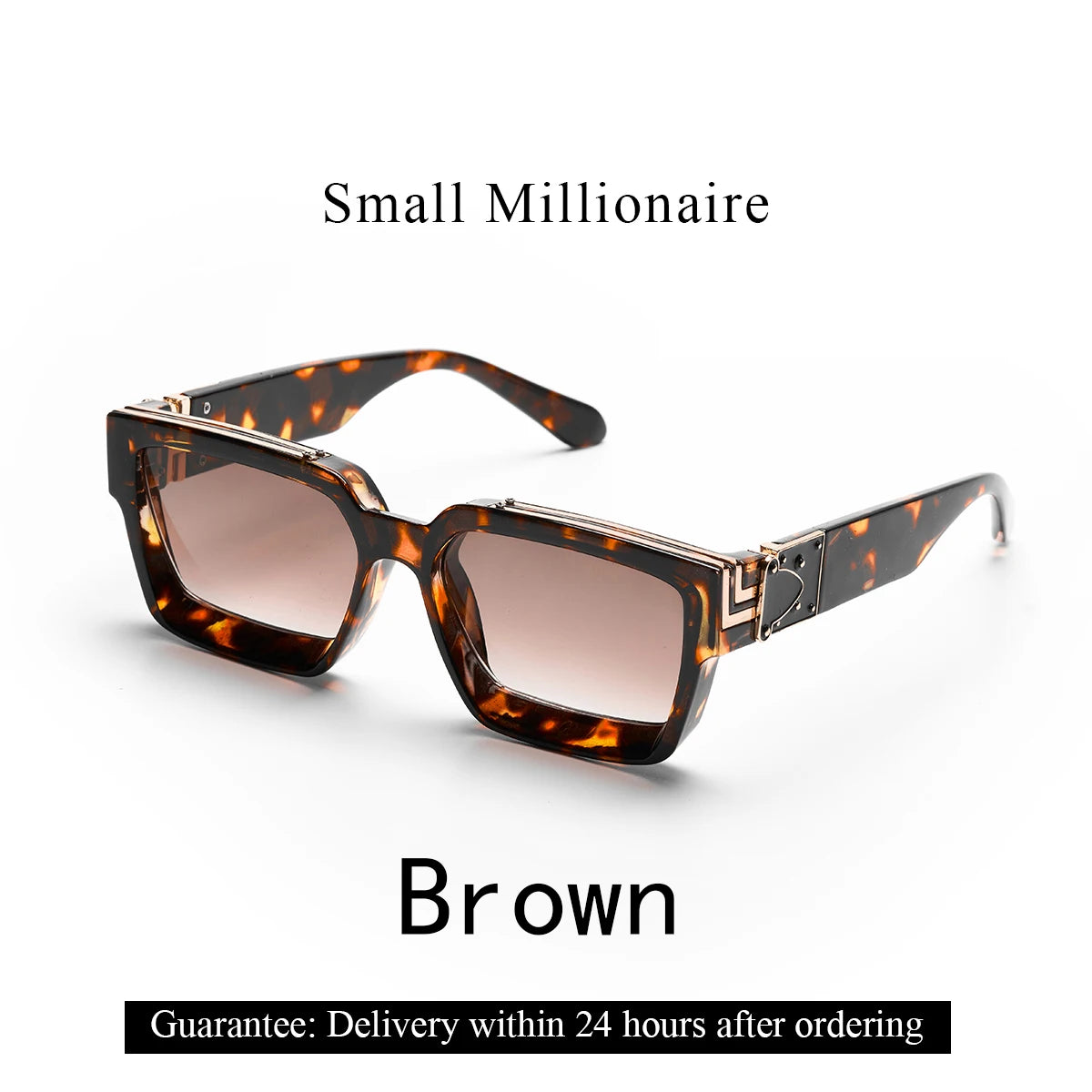 Ruiao Retro Black Millionaire Sunglasses – Luxury Square Designer Shades for Men & Women (2024)