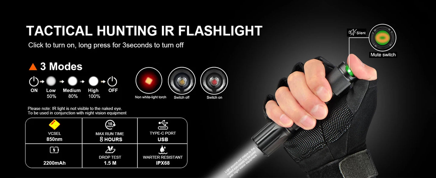 Night Vision Rifle Scope – IR850 Infrared Tactical Monocular with MOA Recording & Range Finder