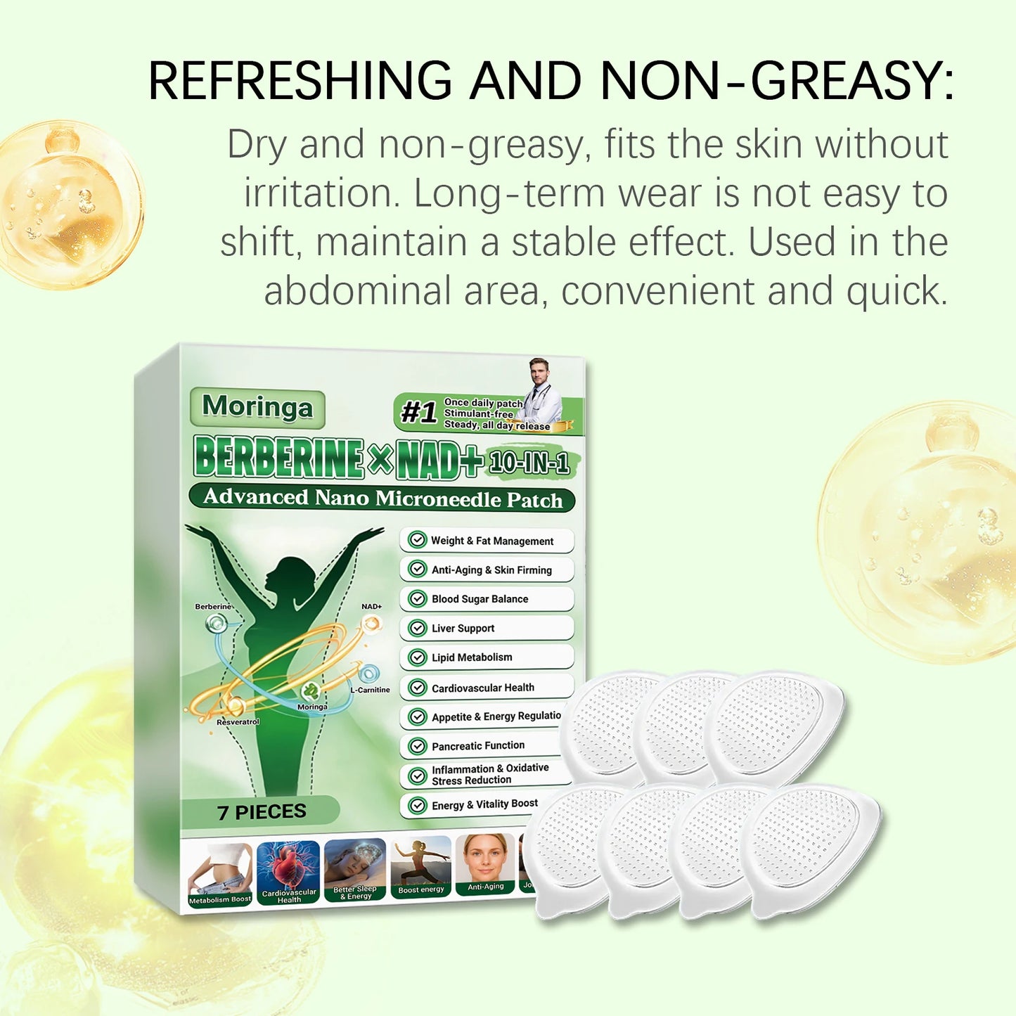 Berberine NAD+ 10-in-1 Microneedle Patch - Advanced Nano Microdart Daily Body Care Patch