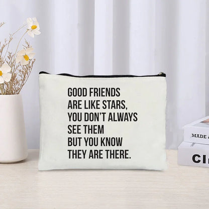 Friendship Commemorative Gift Makeup Bag - Eco Canvas Travel Organizer, Large Capacity Perfume Kit Storage Pouch