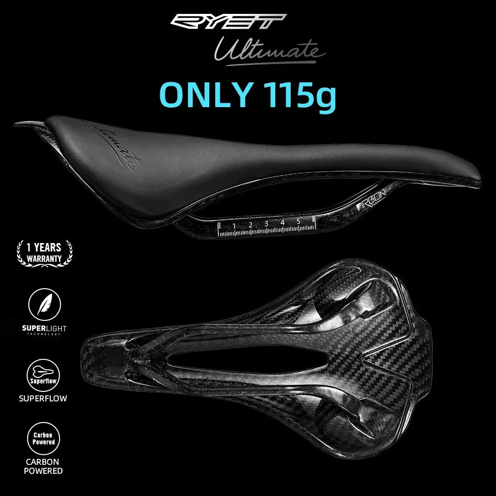 RYET Bicycle Saddle - Ultralight Full Carbon Racing Seat for Road Bike Cycling & Sports