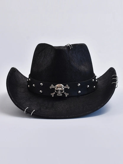 Faux Leather Vintage Western Cowboy Hat for Men – Gentleman Jazz Panama Cowgirl Sombrero Hat