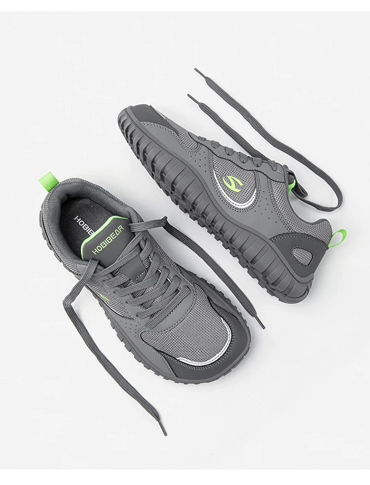HOBIBEAR Unisex Wide Toe Sneakers — Comfortable Lace-Up Walking Shoes, Breathable Outdoor Travel Sneakers