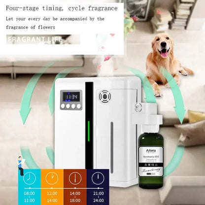 Wall Mounted Room Fragrance Diffuser - Bluetooth Essential Oils Diffuser with Built-in Fan, Electric Air Freshener for Home and Hotels