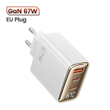 Toocki 67W GaN USB-C Charger — Digital Display Quick Charge PD PPS QC4.0 for MacBook, Laptop, iPad, iPhone 15/14