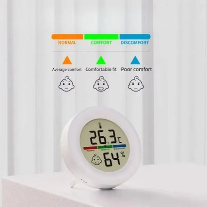 Round Digital Thermometer Hygrometer - High-Precision Indoor Temperature & Humidity Monitor with Magnetic Bracket