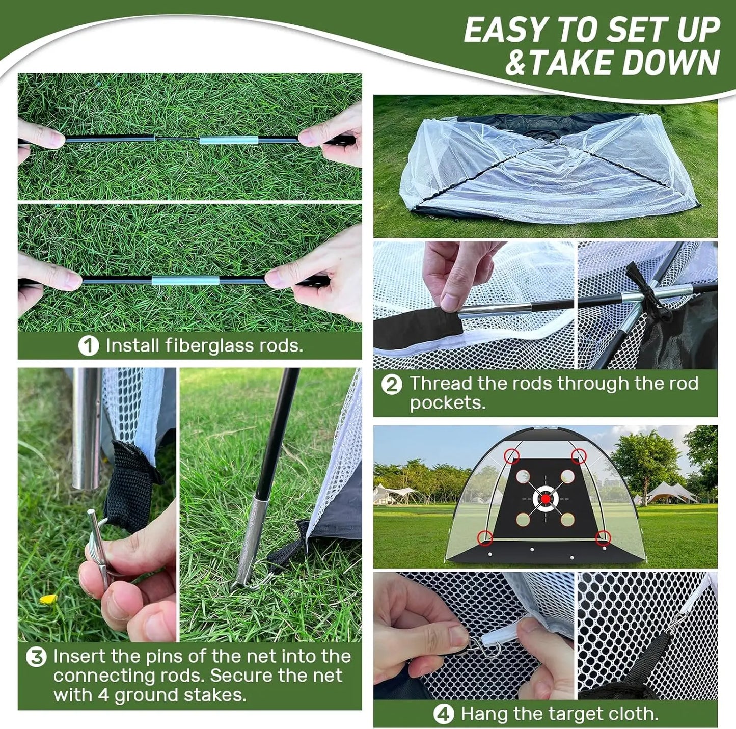 10x7FT Golf Practice Net with Mat & Target Balls – Backyard Driving, Chipping & Swing Training Aid for Home Golf Improvement