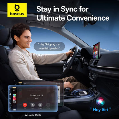 Baseus Wireless CarPlay Adapter - Wired to Wireless Auto Connect, Plug & Play Bluetooth Smart Car System