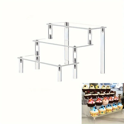 Multi-Layer Acrylic Cake Display Stand – Clear Trapezoidal Rack for Desserts & Cupcakes