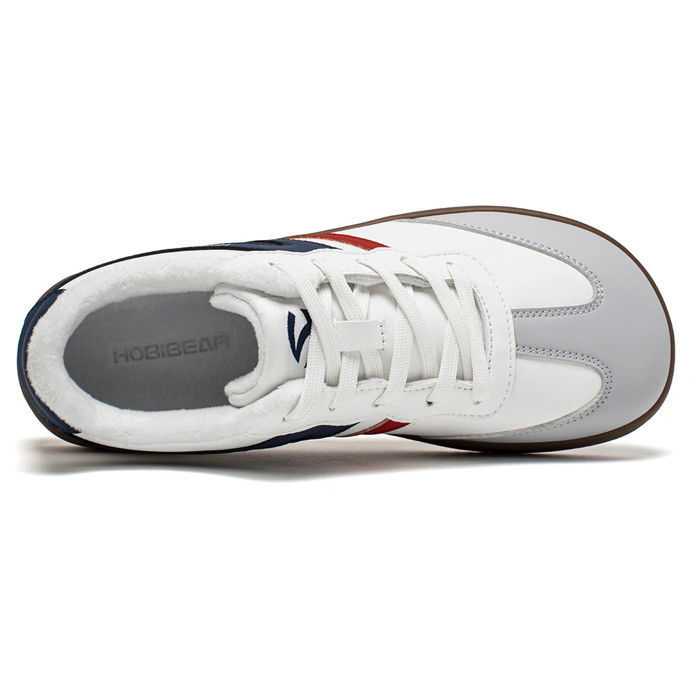 HOBIBEAR Wide-Toe Unisex Sneakers — Faux Leather with Faux Fur Lining, Casual Retro Lace-Up Shoes for Men & Women
