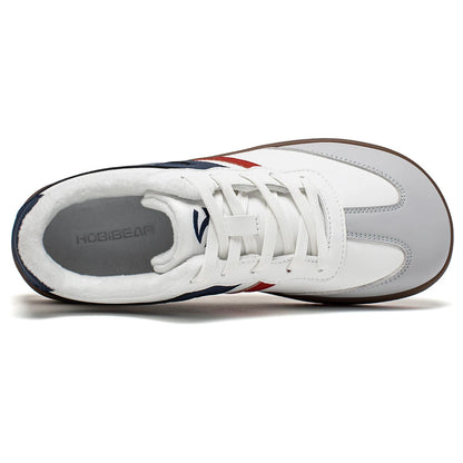 HOBIBEAR Wide-Toe Unisex Sneakers — Faux Leather with Faux Fur Lining, Casual Retro Lace-Up Shoes for Men & Women