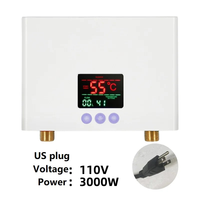 110V/220V Instant Water Heater 3000W/5500W | Wall-Mounted Electric Shower Heater for Bathroom & Kitchen Hot Water