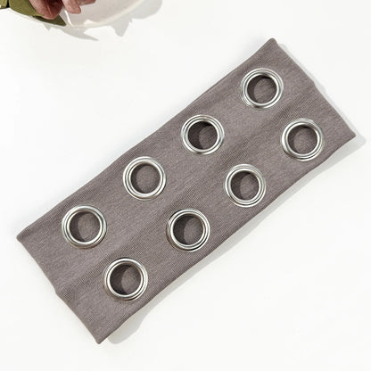 Punk Metal Hollow Eye Headband - Hip-Hop Rock Style Stretch Hair Accessory for Men & Women Music Festivals