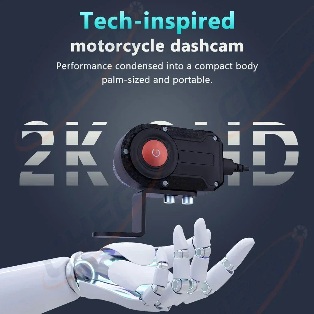 2K HD Motorcycle Dash Camera - WiFi DVR with IP65 Waterproof 130° Wide Angle & Loop Recording for Outdoor Riding
