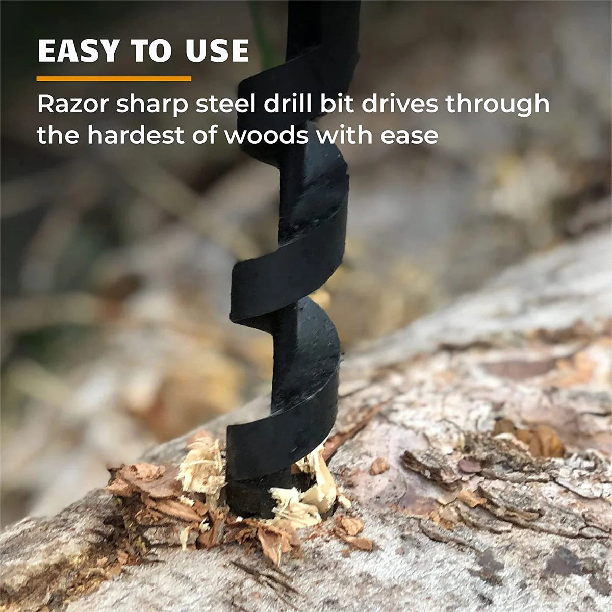 Bushcraft Outdoor Survival Hand Drill - Carbon Steel Manual Auger Drill Bit, Self-Tapping Wood Punch Tool