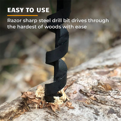 Bushcraft Outdoor Survival Hand Drill - Carbon Steel Manual Auger Drill Bit, Self-Tapping Wood Punch Tool