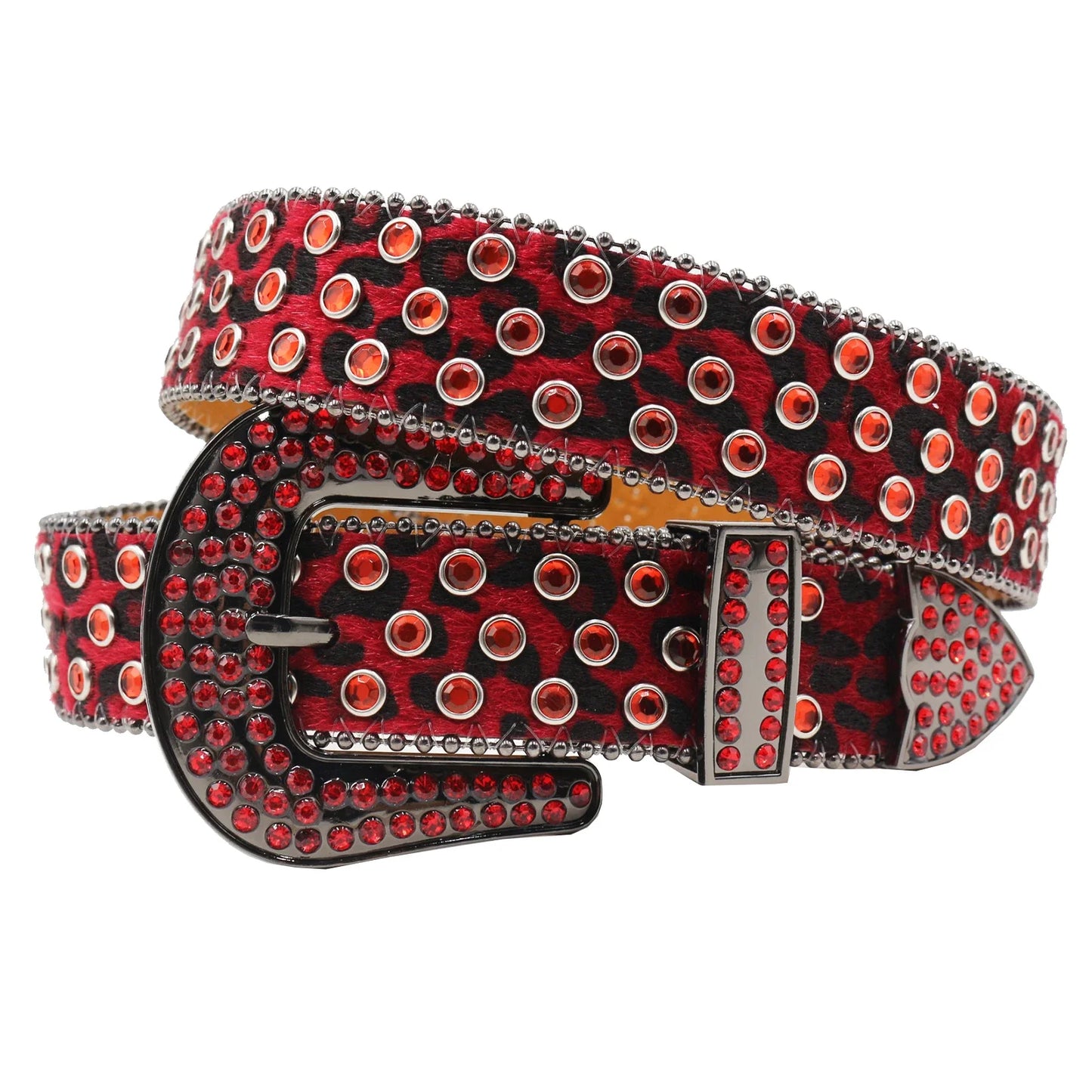 Women’s Rhinestone Skull Leather Belt – Luxury Designer Studded Strap for Jeans, White & Black